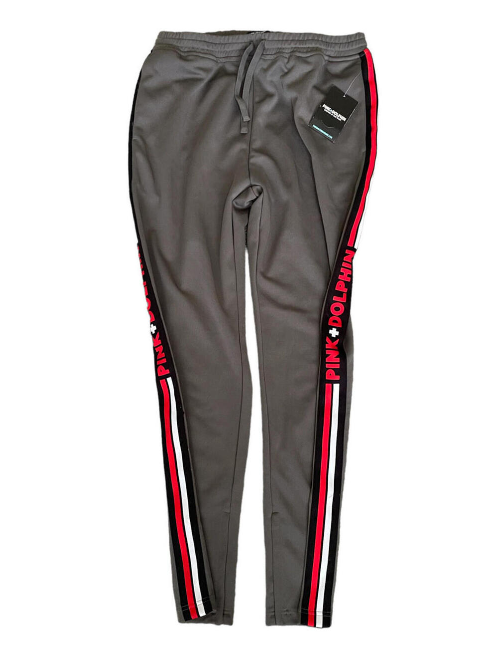 Pink Dolphin Gray Red Black Striped Joggers Sweatpants Pants Men’s Size 2XL NEW
